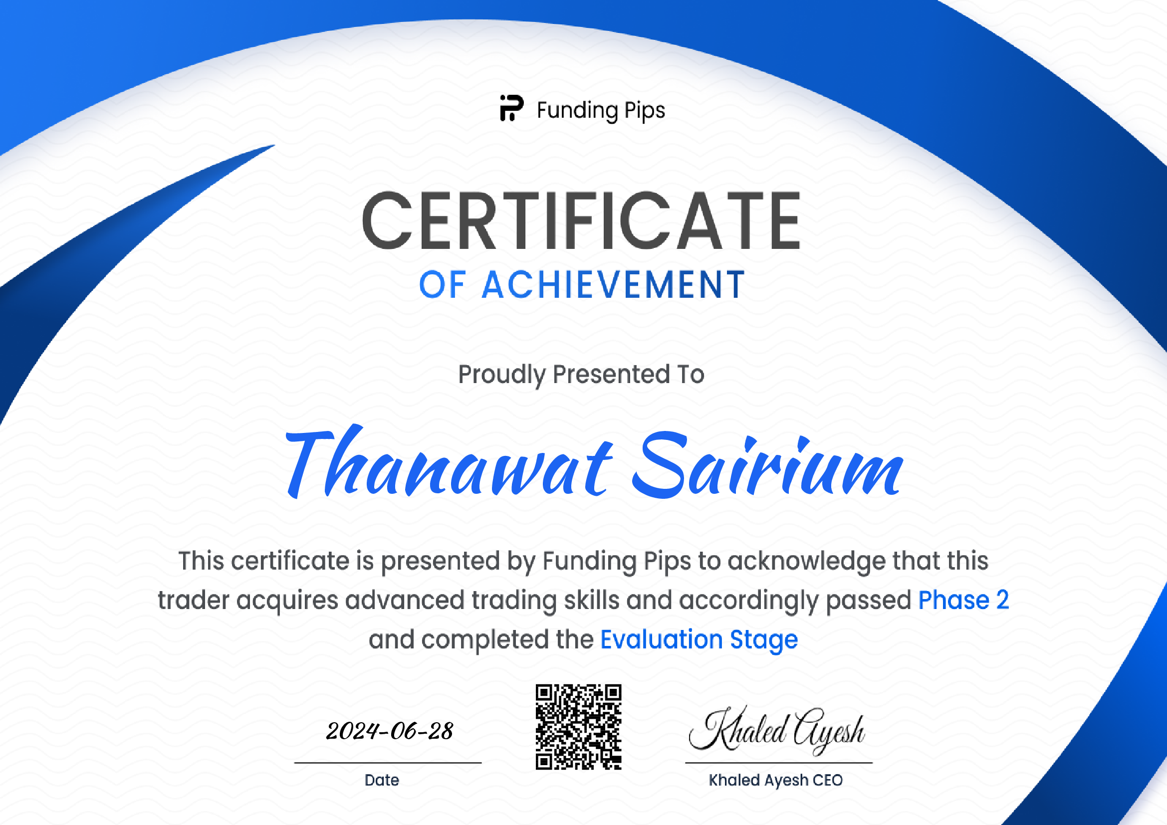 Funding Pips certificate