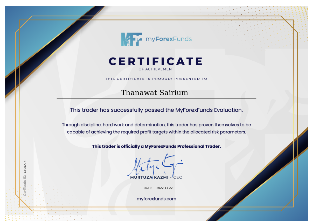 MyForexFunds certificate