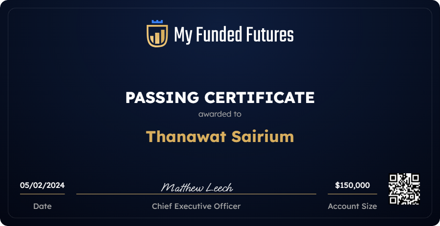 My Funded Futures certificate