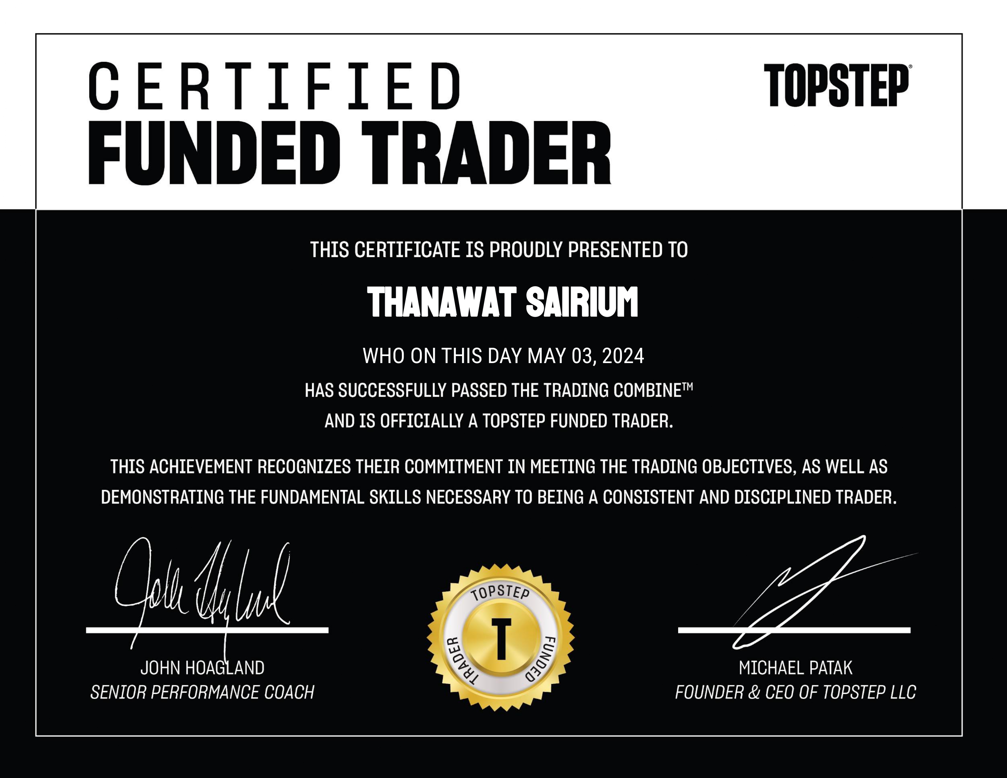 TopStep certified funded trader