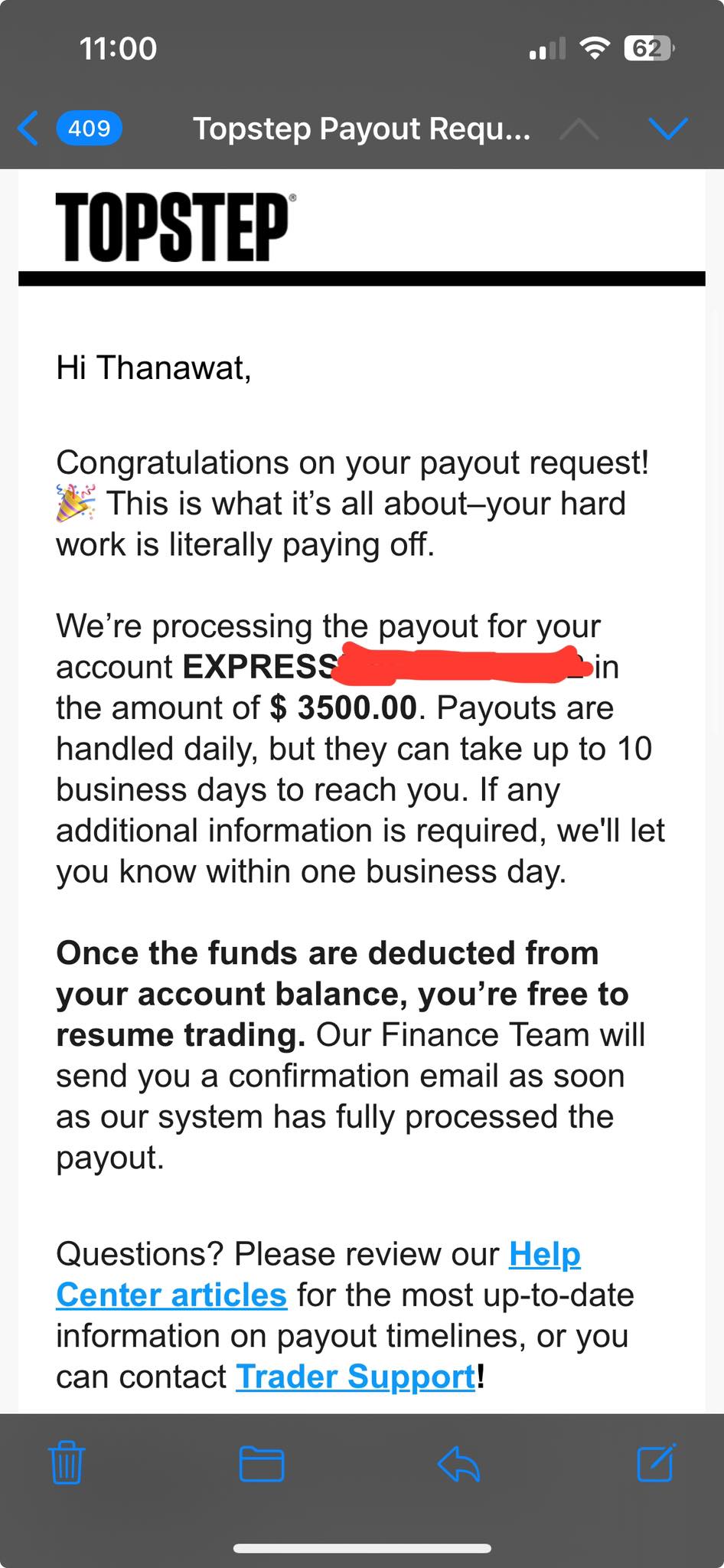 TopStep payout proof